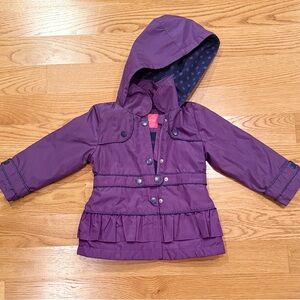 Size 3T purple London Fog fleeced lined preppy rain jacket with hood